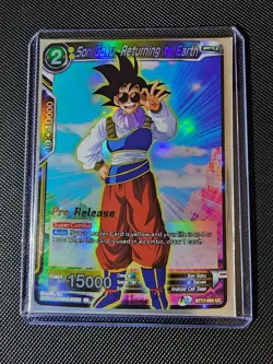 Pre-release Son Goku Returning To Earth BT17-094 Dragon Ball Super Masters Card - Image 1