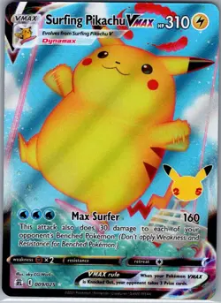 Surfing Pikachu VMAX 009/025 Celebrations - Pokemon Card - NM - Image 1