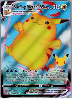 Surfing Pikachu VMAX 009/025 Celebrations - Pokemon Card - NM - Image 1