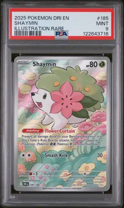 2025 POKEMON DRI EN-DESTINED RIVALS ILLUSTRATION RARE #185 SHAYMIN PSA 9 - Image 1