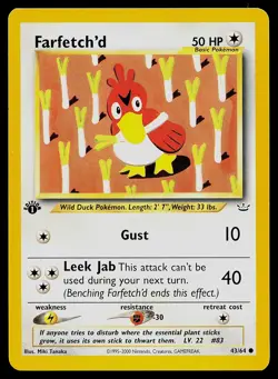 Pokemon Card Farfetch'd 43/64 Neo Revelation 1st Edition - Image 1