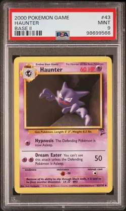 2000 Pokemon Base 2 # 43 Haunter PSA 9 Card MINT! Trusted Seller! Free Shipping! - Image 1