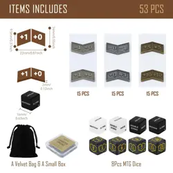 53Pcs MTG Antique Metal Buff Counter Tokens & MTG Keyword/Counters Dice Set, ... - Image 2