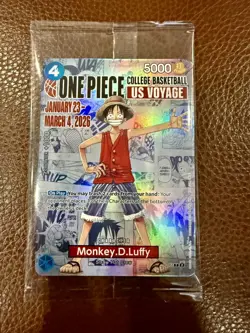 Sealed One Piece US Voyage Monkey.D.Luffy Rutgers Basketball Promo Card Holo - Image 1