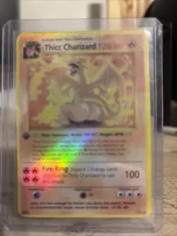 Pokemon Thicc Charizard Gold Metal Full Art DIY Doujin Art Card - Image 1