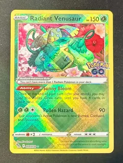 Radiant Venusaur 004/078 2022 Pokemon GO Set Pokemon Card TCG Shiny Reverse - Nm - Image 1