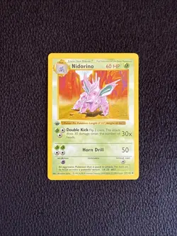 1st Edition Nidorino Base Set 37/102 SHADOWLESS Regular Uncommon Pokemon WOTC LP - Image 1
