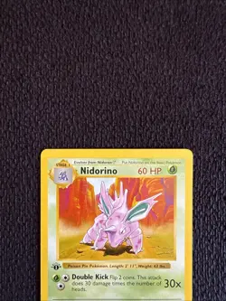 1st Edition Nidorino Base Set 37/102 SHADOWLESS Regular Uncommon Pokemon WOTC LP - Image 2