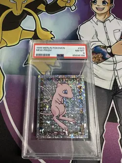 PSA 8 Mint 1999 Merlin Pokemon Mew #S23 Prism Sticker Holo - Image 1