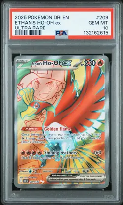 2025 POKEMON DRI EN-DESTINED RIVALS ULTRA RARE #209 ETHAN'S HO-OH EX PSA 10 - Image 1