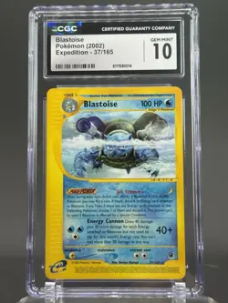 Pokemon TCG 2002 Blastoise Expedition Non Holo #37/165 Gem Mint CGC 10 - Image 1