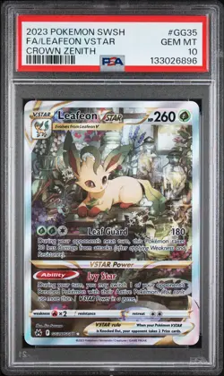 2023 POKEMON SWORD & SHIELD CROWN ZENITH #GG35 FULL ART/LEAFEON VSTAR PSA 10 - Image 1