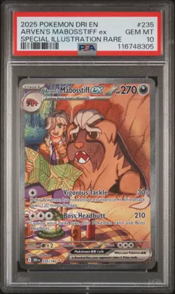 2025 POKEMON DRI EN-DESTINED RIVALS #235 ARVEN'S MABOSSTIFF EX PSA 10 - Image 1