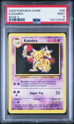 2000 Pokemon Base 2 # 46 Kadabra PSA 9 Card MINT! Trusted Seller! Free Shipping! - Image 1