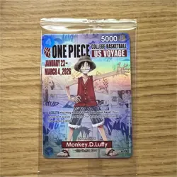 One Piece CCG Monkey.D.Luffy US Voyage College Basketball Promo Card *Mint* - Image 1
