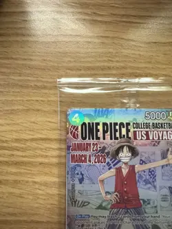One Piece CCG Monkey.D.Luffy US Voyage College Basketball Promo Card *Mint* - Image 4