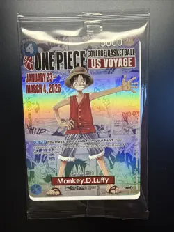 One Piece Monkey D. Luffy US Voyage College Basketball Card SEALED - New Gonzaga - Image 1