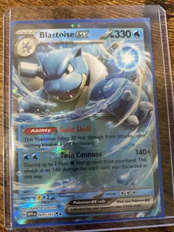 Pokemon TCG Blastoise EX Double Rare Holo Card 009/165 Scarlet & Violet 151 - Image 1