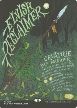 MTG Elvish Reclaimer (2015) *Foil* Borderless Secret Lair Garden Buds NM - Image 1