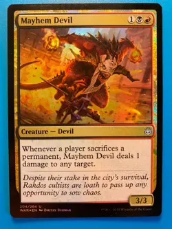 MTG 1x FOIL Mayhem Devil # 204 War of the Spark Magic the Gathering Card x1 NM - Image 1