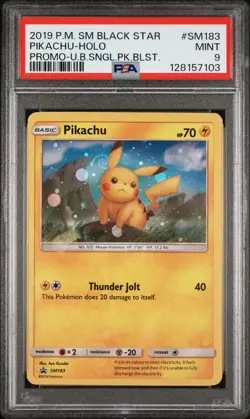 2019 POKEMON SM BLACK STAR PROMO #SM183 PIKACHU-HOLO PSA 9 - Image 1