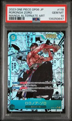 2023 ONE PIECE JPN OP06-WINGS OF THE CAPTAIN #118 RORONOA ZORO PSA 10 - Image 1