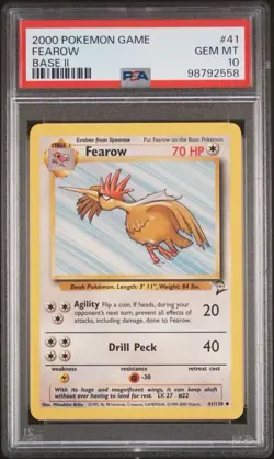 2000 Pokemon Base 2 # 41 Fearow PSA 10 Card GEM MINT! Trusted Seller! Free Ship! - Image 1