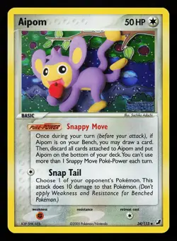 Aipom 34/115 Reverse Holo Stamped Unseen Forces Pokemon Card - Image 1