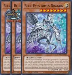 Yugioh! 3x Blue-Eyes Abyss Dragon SDWD-EN007 Common NM - Image 1