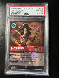 2024 Disney Lorcana CAPTAIN HOOK Master Swordsman 214/204 ENCHANTED PSA 10 - Image 1