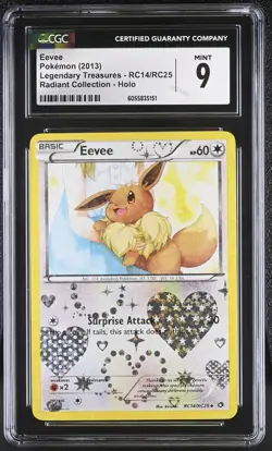 CGC 9 Eevee Legendary Treasures RC14/RC25 Radiant Collection Holo Pokemon Card - Image 1