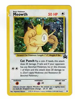 Pokemon TCG Base Set Meowth 10 Holo Black Star Promo Card HP - Image 3
