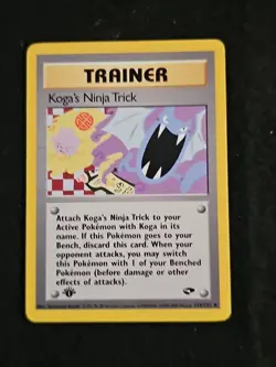 Pokemon Koga's Ninja Trick 1st Edition Gym Challenge Trainer Card 115/132 LP - Image 1