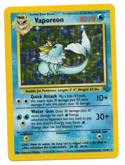 Pokemon Card: Vaporeon HOLO 12/64 Jungle Set Vintage Rare! NM - Image 1