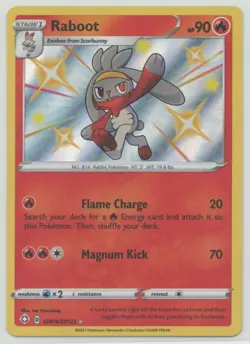 Raboot 2021 Pokemon SWSH Shining Fates Shiny Vault Holo Rare #SV016/SV122 - Image 1