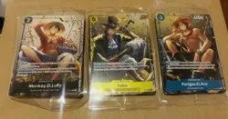 One Piece Tin Pack Set Vol 2 Luffy P075 Sabo P073 Ace P074 Promos Sealed English - Image 1