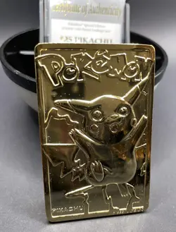 1999 Burger King Pokemon Pokeball with 23K Gold Plated Card PIKACHU Red Box COA - Image 1