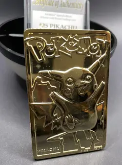 1999 Burger King Pokemon Pokeball with 23K Gold Plated Card PIKACHU Red Box COA - Image 2