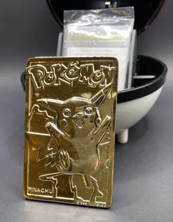 1999 Burger King Pokemon Pokeball with 23K Gold Plated Card PIKACHU Red Box COA - Image 3