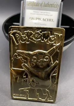 1999 Burger King Pokemon Pokeball with 23K Gold Plated Card PIKACHU Red Box COA - Image 4
