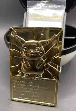 1999 Burger King Pokemon Pokeball with 23K Gold Plated Card PIKACHU Red Box COA - Image 5