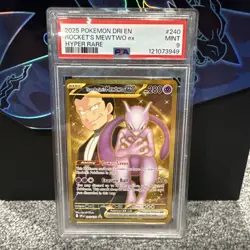 Pokemon Destined Rivals Gold Team Rockets Mewtwo EX Hyper Rare 240/182 PSA 9 - Image 1