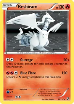 Reshiram 26/114 Black & White Pokemon Card MP - Image 1