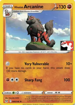 Pokemon Hisuian Arcanine Normal Prize Pack Series Cards #084/196 NM - Image 1