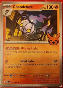 Pokemon-Chandelure-Rare Non Holo-38/167-Trick Or Trade 2024 - Image 1