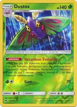 Dustox 28/214 S&M Lost Thunder REVERSE HOLO PERFECT MINT! Pokemon - Image 1