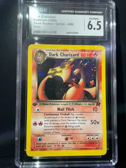 Pokemon Dark Charizard 4/82 1st Edition Holo Rare - Team Rocket SWIRL CGC 6.5 - Image 2