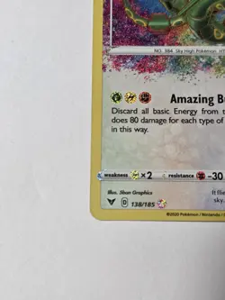 Rayquaza 138/185 Pokemon TCG Amazing Rare SWSH04: Vivid Voltage Near Mint - Image 3