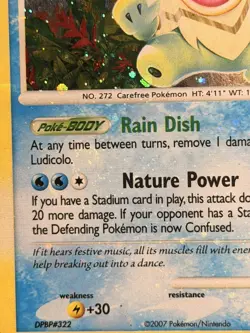Pokemon LUDICOLO 13/132 Holo Rare Secret Wonders LP Error HOLO BLEED SWIRL MP - Image 2