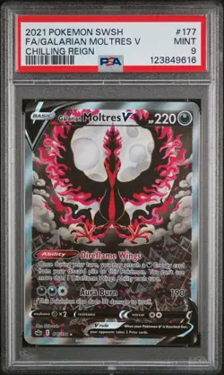 GALARIAN MOLTRES V ALTERNATE ART 177/198 PSA 9 MINT 2021 POKEMON CHILLING REIGN - Image 1